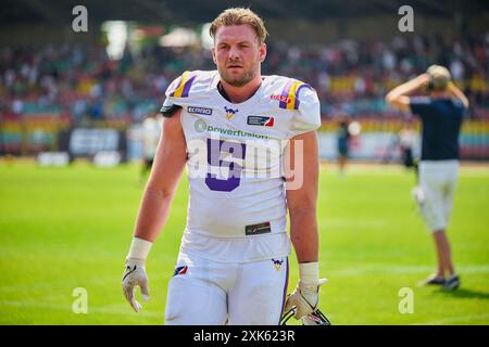 Jan - Phillip Bombek (Vienna Vikings, #05), GER, Berlin Thunder vs. Vienna Vikings, American Football, Saison 2024, European League of Football, elf, Woche 9, 21.07.2024, Foto: Eibner-Pressefoto/ Claudius Rauch Stockfoto