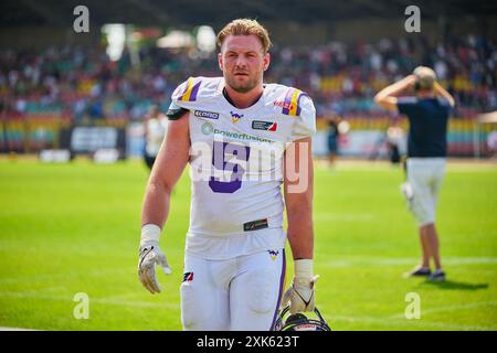 Jan - Phillip Bombek (Vienna Vikings, #05), GER, Berlin Thunder vs. Vienna Vikings, American Football, Saison 2024, European League of Football, elf, Woche 9, 21.07.2024, Foto: Eibner-Pressefoto/ Claudius Rauch Stockfoto