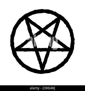 Pentagramm-Symbol, raues, handgezeichnetes Zeichen. Vektor-Clipart-Illustration. Stock Vektor