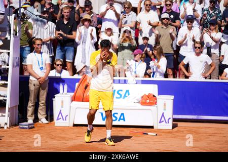 Bastad, Schweden. Juli 2024. Båstad, ATP 250, Schweden, 07 21 2024, Final Single. Rafael Nadal gegen Nuno Borges. Quelle: Daniel Bengtsson/Alamy Live News Stockfoto