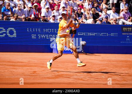 Bastad, Schweden. Juli 2024. Båstad, ATP 250, Schweden, 07 21 2024, Final Single. Rafael Nadal gegen Nuno Borges. Quelle: Daniel Bengtsson/Alamy Live News Stockfoto