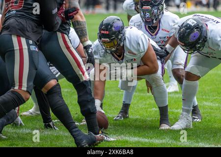 Letzter Angriff für Galaxy in der ersten Halbzeit, GER Rhein Fire vs. Frankfurt Galaxy, Football, European League of Football, Spieltag 9, Saison 2024, 21.07.2024 Foto: Eibner-Pressefoto/Fabian Friese Stockfoto