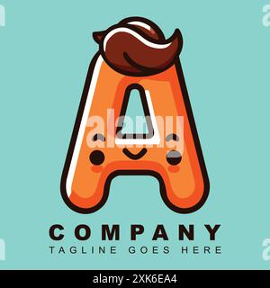 Verspielter und lustiger Buchstabe Ein Logo mit Karikatur für eine Produktlinie für Kinder Stock Vektor