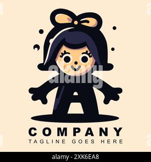 Verspielter und lustiger Buchstabe Ein Logo mit Karikatur für eine Produktlinie für Kinder Stock Vektor