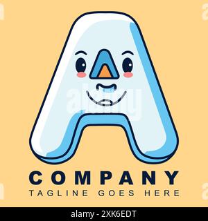 Verspielter und lustiger Buchstabe Ein Logo mit Karikatur für eine Produktlinie für Kinder Stock Vektor