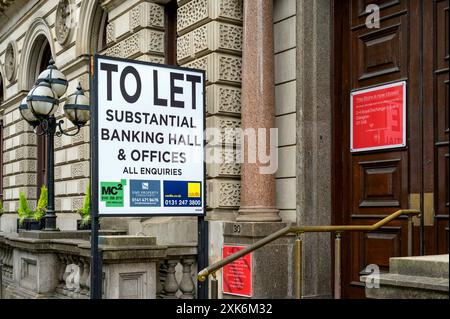Bankhalle und Büros bis Let Sign, 30 St. Vincent Place, Glasgow, Schottland, Großbritannien, Europa Stockfoto