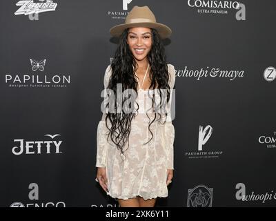 20. Juli 2024, Santa Monica, Kalifornien, USA: Meagan Good nimmt an „A Night with Whoopi“ Teil, um die neue Cannabis-Marke „Emma & Clyde“ von Whoopi Goldberg zu feiern (Bild: © Billy Bennight/ZUMA Press Wire) NUR ZUR REDAKTIONELLEN VERWENDUNG! Nicht für kommerzielle ZWECKE! Stockfoto