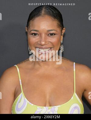 20. Juli 2024, Santa Monica, Kalifornien, USA: Tamala Jones nimmt an einer „A Night with Whoopi“ Teil und feiert die neue Cannabis-Marke von Whoopi Goldberg „Emma & Clyde“ (Bild: © Billy Bennight/ZUMA Press Wire) NUR ZUR REDAKTIONELLEN VERWENDUNG! Nicht für kommerzielle ZWECKE! Stockfoto