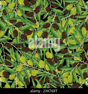 Vintage-Hintergrund mit nahtlosem Muster aus Oliven Stock Vektor