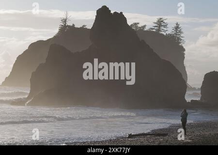 Ruby Beach, entlang der Pazifikküste des Highway 101 auf der Olympic Peninsula im Olympic National Park, Washington State Stockfoto