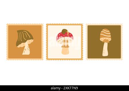 Fliegenpilz isoliert auf weißem Hintergrund. Amanita muscaria mit Schnecke. Vektor handgezeichnet flache Illustration Stock Vektor