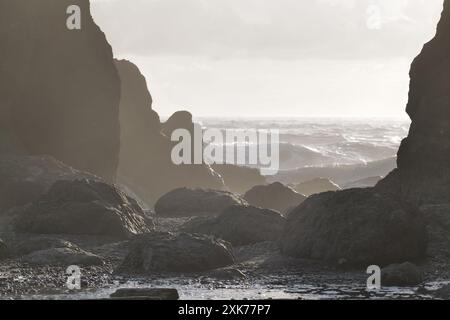 Ruby Beach, entlang der Pazifikküste des Highway 101 auf der Olympic Peninsula im Olympic National Park, Washington State Stockfoto