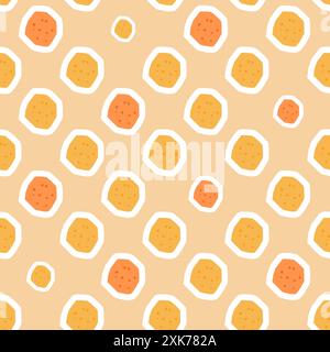 Farbenfrohe Polka Dots Stickers nahtloses Muster. Handgezeichnete Vektorgrafik. Stock Vektor