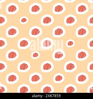 Geometrisches, farbenfrohes, nahtloses Muster in Schmuckform. Ausschnitte abstrakte Polka Dots wiederholen den Hintergrund. Runde Retro-Aufkleber Endlosdeckel. Vektor handgezeichnet il Stock Vektor