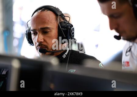 HAMILTON Lewis (gbr), Mercedes AMG F1 Team W15, Porträt während des Formel-1-Großen Preises von Ungarn 2024, 13. Runde der Formel-1-Weltmeisterschaft 2024 vom 19. Bis 21. Juli 2024 auf dem Hungaroring in Mogyorod, Ungarn Stockfoto