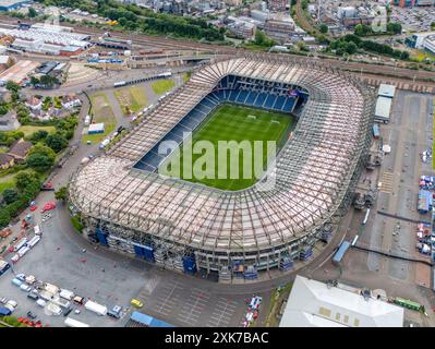 Edinburgh, Großbritannien. Juli 2024. Allgemeine Ansicht über dem Scottish Gas Murrayfield Stadium, Edinburgh, Schottland, Vereinigtes Königreich am 20. Juli 2024 Credit: Every Second Media/Alamy Live News Stockfoto