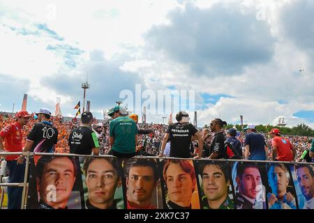 Fahrerparade vor dem Rennen während des Renntages am Sonntag, den 21. Juli, des Formel-1-Großen Preises von Ungarn 2024, der vom 19. juli bis 21. juli 2024 auf der Hungaroring-Strecke in Mogyorod, Budapest, Ungarn stattfinden soll Stockfoto