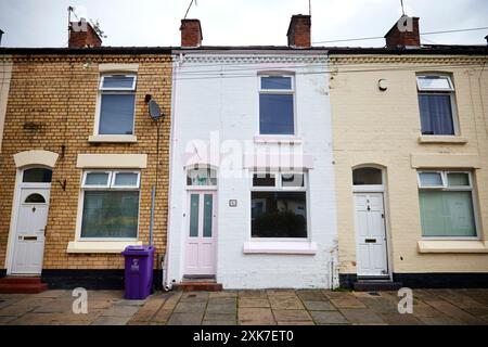 Ringo Starrs Kindheitshaus 10 Admiral Grove, Liverpool (rosa Farbe) Stockfoto