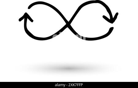 Infinity-Symbolpfeile, die mit einem Tintenpinsel handgezeichnet wurden Stock Vektor
