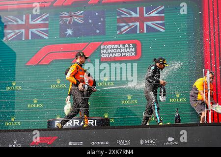 Mogyorod, Ungarn. Juli 2024. Podium des Rennens am Sonntag, den 21. Juli, des Formel-1-Großen Preises von Ungarn 2024, der vom 19. juli bis 21. juli 2024 auf der Hungaroring-Strecke in Mogyorod, Budapest, Ungarn stattfinden soll (Foto: Alessio de Marco/SIPA USA) Credit: SIPA USA/Alamy Live News Stockfoto