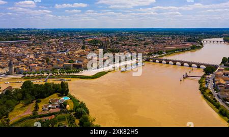 Libourne aus der Vogelperspektive Stockfoto