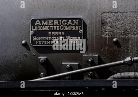 Die American Locomotive Company baut auf der Union Pacific Dampflokomotive 4014 auf. Stockfoto