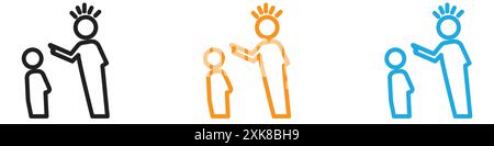 Eltern, die untergeordnetes Symbol Vektor-Logo schimpfen, setzen Sammlung oder Bundle Pack-Gruppe Stock Vektor
