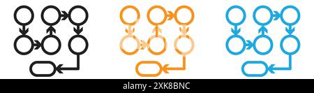 Prozess-, Methode-, Schritt-, Prozedur- oder Workflow-Symbol Vektor-Logo-Set Collection oder Bundle Pack Group Stock Vektor