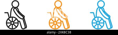 Senioren oder alter Mann sitzend Symbol Vektor Logo Set Sammlung oder Bündel Pack Gruppe Stock Vektor