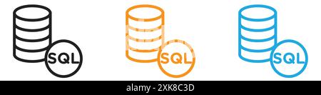 SQL-Server-Symbolvektor-Logo-Set Collection oder Bundle Pack-Gruppe Stock Vektor