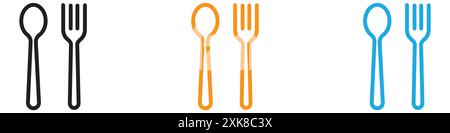 Löffel und Gabel Symbol Vektor-Logo Set Sammlung oder Bündelpackung Stock Vektor