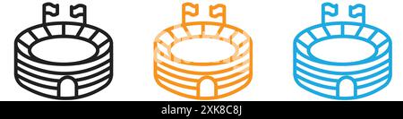 stadionsymbol Vektor-Logo-Set-Kollektion oder Bundle-Pack-Gruppe Stock Vektor