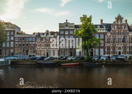 Landschaft von Leidsegracht, einem Kanal in Amsterdam, Niederländisch, Niederlande Stockfoto