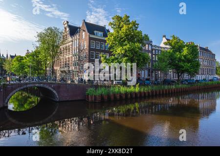 Landschaft von Leidsegracht, einem Kanal in Amsterdam, Niederländisch, Niederlande Stockfoto