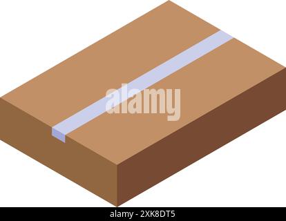 Karton mit Klebeband verschlossen isometrische Abbildung isoliert auf weißem Hintergrund Stock Vektor