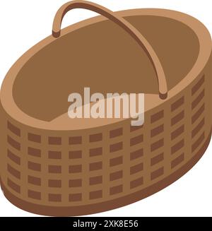 Leerer ovaler Korb, der darauf wartet, mit frischen Produkten gefüllt zu werden Stock Vektor