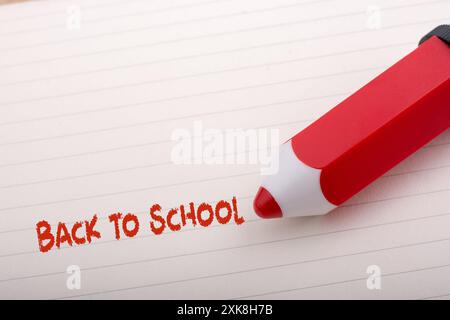 Zurück zum Thema Schule mit Bildung Titel Stockfoto