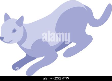 Isometrische Illustration einer verspielten blauen Katze, die läuft Stock Vektor
