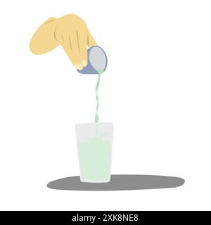 Hand hält Tasse Tee gießen auf Glas Illustration Vektor isoliert auf weißem Hintergrund Stock Vektor