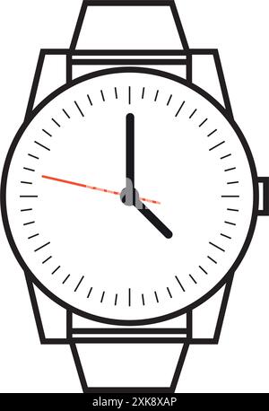 Symbol für Vector Armbanduhr. Armbanduhr Handuhr Illustration für Männer. Schweizer Flachuhr Stock Vektor