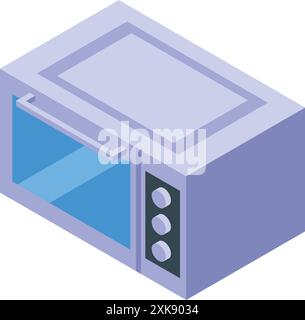 Isometrische Abbildung eines modernen Mikrowellenherds mit Glastür und Bedienfeld, ideal für Stockbilder in Bezug auf Kochen, Küchen und Haushaltsgeräte Stock Vektor