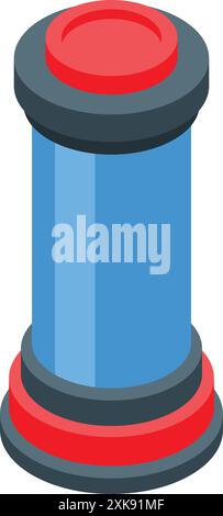 Futuristische Kryokapsel hält blaue Flüssigkeit in einem Labor Stock Vektor