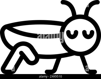 Einfache Linienzeichnung eines Zeichentrickgrashüpfers, der auf vier Beinen steht Stock Vektor