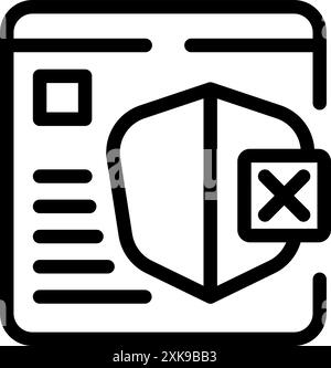 Auf einem Computer mit einem großen roten x wird eine Fehlermeldung zur Website-Sicherheit angezeigt Stock Vektor