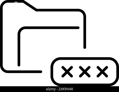Zugriff auf verschlüsselten Ordner. Sicheres Dateiverzeichnis, das durch ein Kennwort geschützt ist. Pixel Perfect Vektor-Symbol Stock Vektor