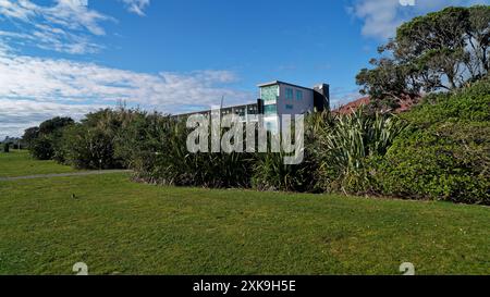 Hokitika, Westküste, Südinsel, Aotearoa / Neuseeland - 5. Juli 2024: Strandhotel an der Beach Street, Hokitika. Stockfoto