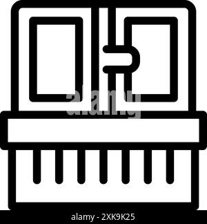 Das Symbol eines französischen Balkons mit geschlossenen Türen bietet einen Blick auf die Straße Stock Vektor