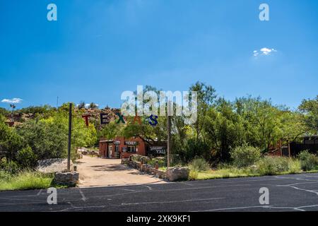 Palo Duro Canyon SP, TX, USA - 18. September 2022: Begrüßungsschild am Eingang zum Park Stockfoto