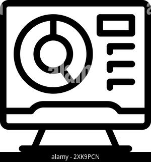 Einfaches Symbol eines Computerbildschirms, das Datenanalysen mit Diagrammen und Diagrammen anzeigt Stock Vektor