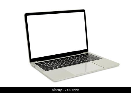 Moderne Technologie-Gadgets-Kit, responsive Design-Präsentationsvorlagen. Modell bestehend aus Laptop-pc isoliert auf weißem Hintergrund, Kopierraum. Stockfoto